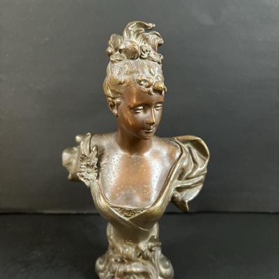 LOT 105: Vintage Bronze Bust of Woman, Royal Copenhagen Candle Sticks, Royal Doulton, Royal Crown Derby
