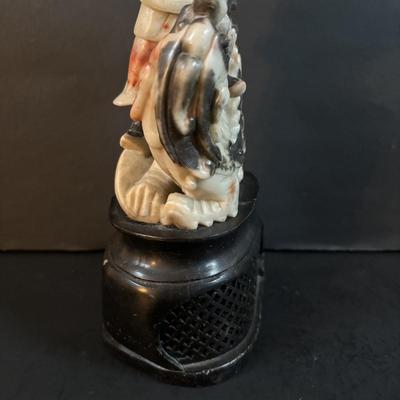 LOT 108: Carved Asian Soapstone Stature & Bookends/Statues