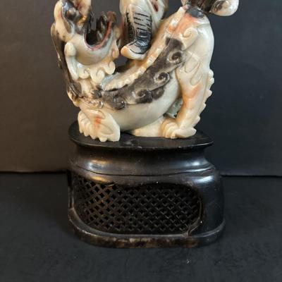 LOT 108: Carved Asian Soapstone Stature & Bookends/Statues