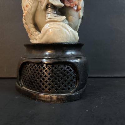LOT 108: Carved Asian Soapstone Stature & Bookends/Statues