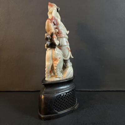 LOT 108: Carved Asian Soapstone Stature & Bookends/Statues