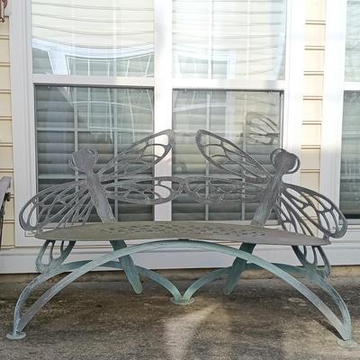 LOT 138: Cricket Forge Metal Dragonfly Bench