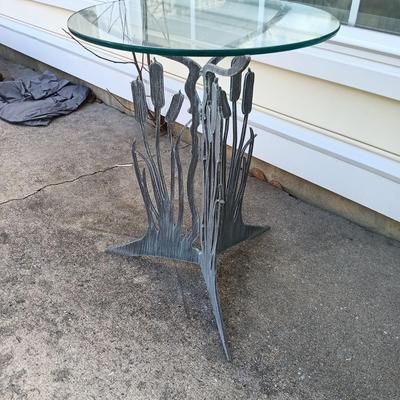 LOT 139: Cricket Forge Metal Cattail Side Table