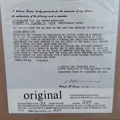 LOT 141: Antique Original Handpainted Botanical Copper Engraving Print 1839 'Imbricated Fabiana' by J. Ridgway with COA