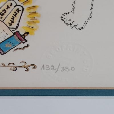 LOT 145: Signed ( e. n ) and Numbered Micrography Print 'Moses with the Ten Commandments'