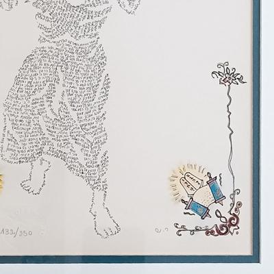 LOT 145: Signed ( e. n ) and Numbered Micrography Print 'Moses with the Ten Commandments'