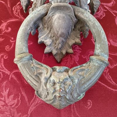 LOT 148: Antique Cast Iron Medieval Devil Face Figural Door Knocker