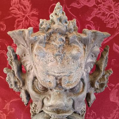 LOT 148: Antique Cast Iron Medieval Devil Face Figural Door Knocker