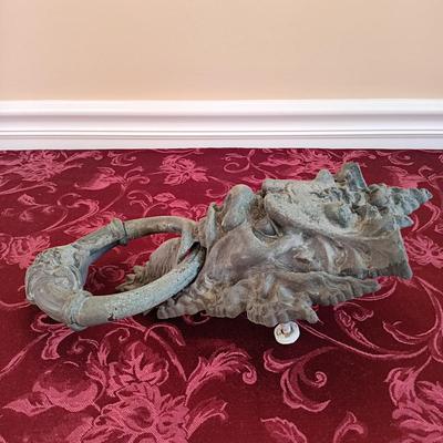 LOT 148: Antique Cast Iron Medieval Devil Face Figural Door Knocker