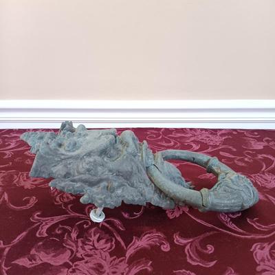 LOT 148: Antique Cast Iron Medieval Devil Face Figural Door Knocker