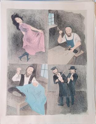 LOT 155: Signed and Numbered 1970 Raphael Soyer The Mirror and The Gentleman of Cracow Portfolio of 12 Lithograph Illustrations