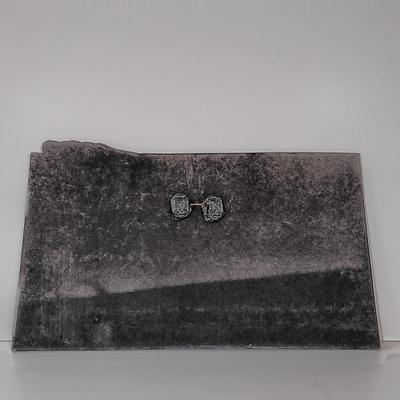 LOT 158: Raku Pottery Whale Wall Art with Jean James Whale Themed Paper Collage