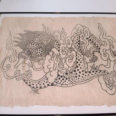 LOT 159: Large Framed Screen Print of Yang Dragon