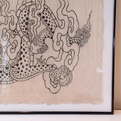 LOT 159: Large Framed Screen Print of Yang Dragon