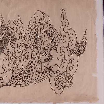 LOT 159: Large Framed Screen Print of Yang Dragon