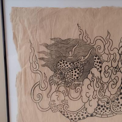 LOT 159: Large Framed Screen Print of Yang Dragon