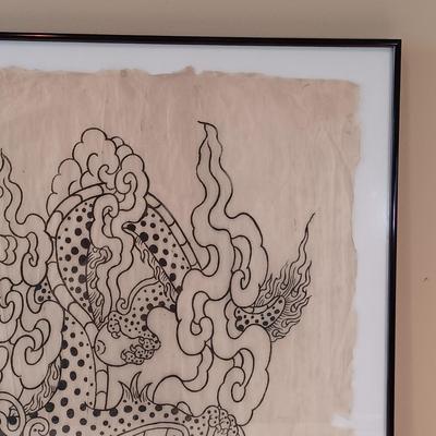 LOT 159: Large Framed Screen Print of Yang Dragon