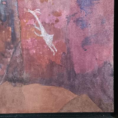 LOT 161: Pair of Paper Collages by Jean James 'Scenes from Canyon Road' and 'Longhorns'