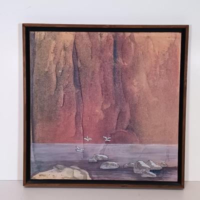 LOT 161: Pair of Paper Collages by Jean James 'Scenes from Canyon Road' and 'Longhorns'