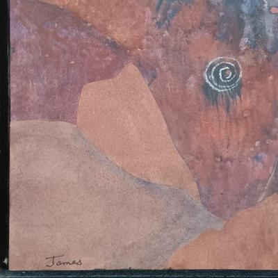 LOT 161: Pair of Paper Collages by Jean James 'Scenes from Canyon Road' and 'Longhorns'