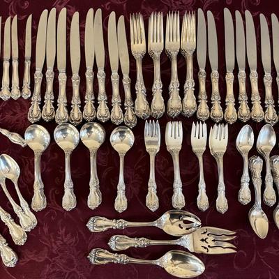 LOT 179: Vintage Reed and Barton Sterling "Burgundy" Flatware Set - TW 4269.89g