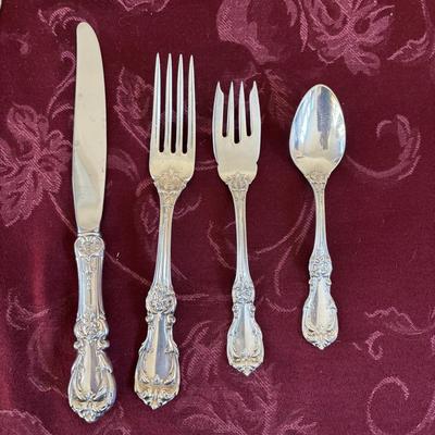 LOT 179: Vintage Reed and Barton Sterling "Burgundy" Flatware Set - TW 4269.89g