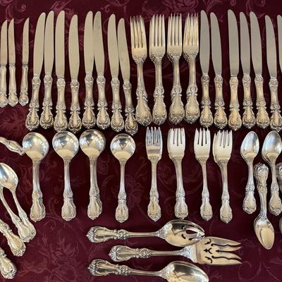 LOT 179: Vintage Reed and Barton Sterling "Burgundy" Flatware Set - TW 4269.89g