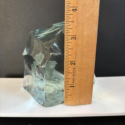 LOT 195: Vintage Kosta Glass Iceberg Sculpture with Etching, Strombergshyttan Etched Crystal Vase, Vintage Japanese ACF Pewter & Hand...