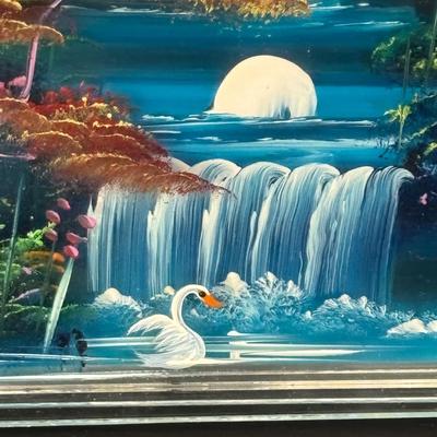 LOT 195: Vintage Kosta Glass Iceberg Sculpture with Etching, Strombergshyttan Etched Crystal Vase, Vintage Japanese ACF Pewter & Hand...