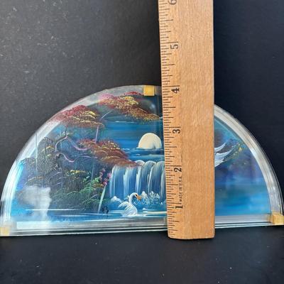 LOT 195: Vintage Kosta Glass Iceberg Sculpture with Etching, Strombergshyttan Etched Crystal Vase, Vintage Japanese ACF Pewter & Hand...