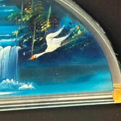 LOT 195: Vintage Kosta Glass Iceberg Sculpture with Etching, Strombergshyttan Etched Crystal Vase, Vintage Japanese ACF Pewter & Hand...