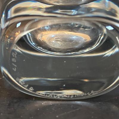 LOT 195: Vintage Kosta Glass Iceberg Sculpture with Etching, Strombergshyttan Etched Crystal Vase, Vintage Japanese ACF Pewter & Hand...