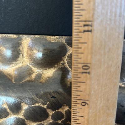 LOT 196: Vintage Green/Pale Green Jade Fruit w/Stone Leaves and MCM Pebble/Bubble Gold Glass Tray