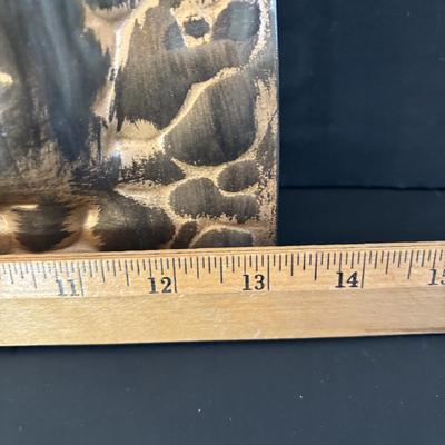 LOT 196: Vintage Green/Pale Green Jade Fruit w/Stone Leaves and MCM Pebble/Bubble Gold Glass Tray