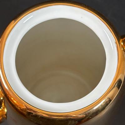 LOT 202 Royal Worcester Gold Lustre Coffee Pot, Creamer & Sugar, Fireproof Casserole Shape 23 Size 7 1/2 & Rectangular Baking Dishes