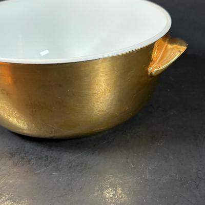 LOT 202 Royal Worcester Gold Lustre Coffee Pot, Creamer & Sugar, Fireproof Casserole Shape 23 Size 7 1/2 & Rectangular Baking Dishes