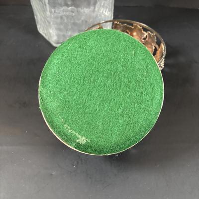 LOT 203: Arthur Court Grape Cluster Canister, Ragazzi & Co. Bottle Stoppers, Grape Cluster Bottle Coasters, Black Stemware w/Matching...