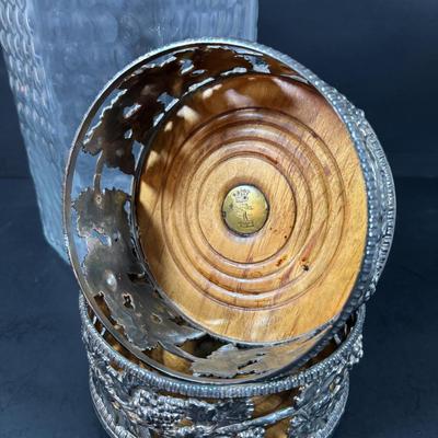 LOT 203: Arthur Court Grape Cluster Canister, Ragazzi & Co. Bottle Stoppers, Grape Cluster Bottle Coasters, Black Stemware w/Matching...