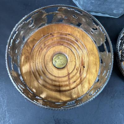 LOT 203: Arthur Court Grape Cluster Canister, Ragazzi & Co. Bottle Stoppers, Grape Cluster Bottle Coasters, Black Stemware w/Matching...