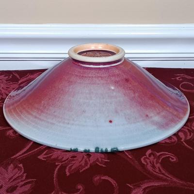 LOT 214: Marc Matsui Signed Pottery Art Bowl with Blown Glass Wand