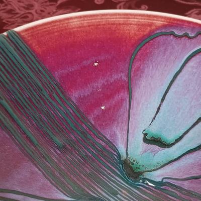 LOT 214: Marc Matsui Signed Pottery Art Bowl with Blown Glass Wand