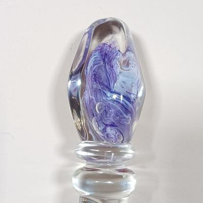 LOT 214: Marc Matsui Signed Pottery Art Bowl with Blown Glass Wand