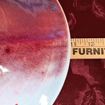 LOT 214: Marc Matsui Signed Pottery Art Bowl with Blown Glass Wand