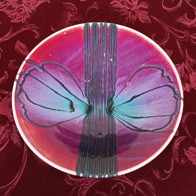 LOT 214: Marc Matsui Signed Pottery Art Bowl with Blown Glass Wand