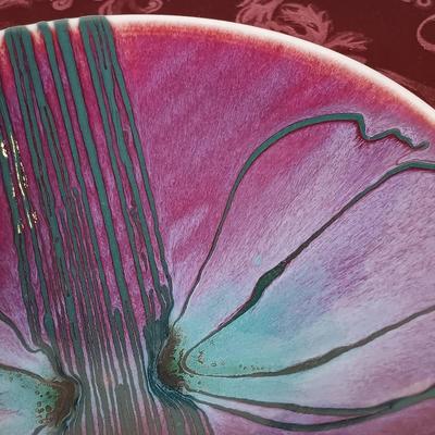 LOT 214: Marc Matsui Signed Pottery Art Bowl with Blown Glass Wand