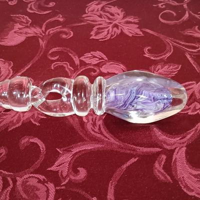 LOT 214: Marc Matsui Signed Pottery Art Bowl with Blown Glass Wand