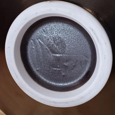 LOT 215: Marc Matsui Signed Pottery Art Bowl with Holmegaard Signed Glass Art Bowl