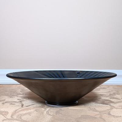 LOT 215: Marc Matsui Signed Pottery Art Bowl with Holmegaard Signed Glass Art Bowl