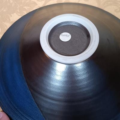 LOT 215: Marc Matsui Signed Pottery Art Bowl with Holmegaard Signed Glass Art Bowl