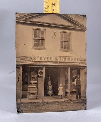 LARGE ANTIQUE TINTYPE PHOTOS - "STOVE AND TINWARE" STORE